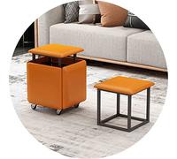 JUNNIU Magic Cube Stools 5 en 1 Silla anidada con Asiento de Cuero y Ruedas, Muebles para el hogar, Comedor, Cocina, otomanas apilables Suaves (tamaño: 45x45x45 cm, Color: Naranja) Decoration
