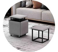 JUNNIU Magic Cube Stools 5 en 1 Silla anidada con Asiento de Cuero y Ruedas, Muebles para el hogar, Comedor, Cocina, otomanas apilables Suaves (tamaño: 45x45x45 cm, Color: Gris Claro) Decoration
