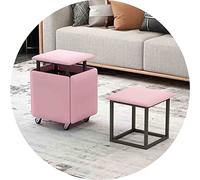 JUNNIU Magic Cube Stools 5 en 1 Silla anidada con Asiento de Cuero y Ruedas, Muebles para el hogar, Comedor, Cocina, otomanas apilables Suaves (tamaño: 45x45x45 cm, Color: Rosa) Decoration