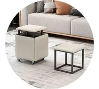 JUNNIU Magic Cube Stools 5 en 1 Silla anidada con Asiento de Cuero y Ruedas, Muebles para el hogar, Comedor, Cocina, otomanas apilables Suaves (tamaño: 45x45x45 cm, Color: Blanco) Decoration
