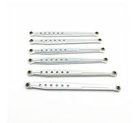 JUNPIY Enlace de chasis de Coche RC de 6 uds, Varilla de Enlace de chasis Inferior y Superior de Aluminio, 1/10 RC Crawler, for Axial, for SCX10 Enlace del Brazo de Control de suspensión(Silver)
