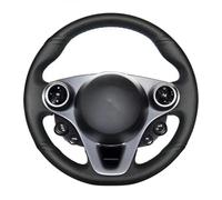 JUNPIY Funda for Volante de Coche, for Smart, Two, Four 2015 2016 2017, Funda Negra for Volante, Cuero Artificial Protector del Volante(Black Black Thread)