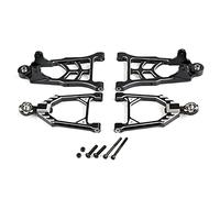 JUNPIY Juego de Brazos de suspensión Delantera de Metal CNC, for 1/5, for HPI Rovan KM, for Piezas de Juguetes de Coche RC Baja 5B SS 5T Enlace del Brazo de Control de suspensión(Schwarz)
