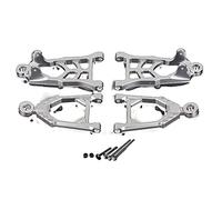 JUNPIY Juego de Brazos de suspensión Delantera de Metal CNC, for 1/5, for HPI Rovan KM, for Piezas de Juguetes de Coche RC Baja 5B SS 5T Enlace del Brazo de Control de suspensión(Silver)