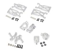 JUNPIY Juego de copas de dirección de brazo de suspensión trasera delantera de aleación de aluminio de 10 piezas, for Wltoys, for coche RC 104001 1/10 Enlace del brazo de control de suspensión(Silver)