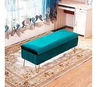 Junpllvic Banco contemporáneo de Terciopelo con Espacio de Almacenamiento, reposapiés tapizado multifunción, Banco Rectangular con Espacio de Almacenamiento para Entrada, Sala de Estar y Dormitorio.