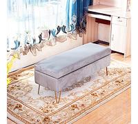 Junpllvic Banco contemporáneo de Terciopelo con Espacio de Almacenamiento, reposapiés tapizado multifunción, Banco Rectangular con Espacio de Almacenamiento para Entrada, Sala de Estar y Dormitorio.