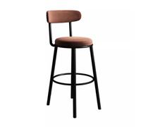 Junpllvic Chaises de comptoir de Cuisine rondes modernes, assise rembourrée en Lin Avec dossier et Repose-Pieds, Pieds en métal Noir, idéales pour un îlot de Cuisine ou un Bar à Domicile.