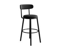 Junpllvic Chaises de comptoir de Cuisine rondes modernes, assise rembourrée en Lin Avec dossier et Repose-Pieds, Pieds en métal Noir, idéales pour un îlot de Cuisine ou un Bar à Domicile.