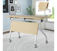 Junpllvic Juego de 2 mesas Plegables para conferencias y reuniones, Moderna Mesa Rectangular para seminarios con Ruedas, 55,1 x 23,6 x 29,5 (Paquete de 2)