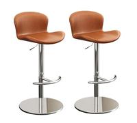 Junpllvic Juego de 2 sillas de Desayuno Modernas de Piel sintética, Silla de Cocina giratoria de 360°, for el hogar, Bar, Pub, cafetería, Comedor, mostrador, Restaurante(Orange,Silver)