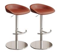 Junpllvic Juego de 2 taburetes de Cocina giratorios de 360° con Base de Acero Inoxidable, Taburete de Bar for Isla, Pub, cafetería, Comedor, Altura Ajustable de 57 a 32.3 in(Brown)