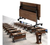 Junpllvic Mesa para Sala de conferencias, Plegable, Estilo Comercial, con Tapa abatible, móvil, para capacitación, seminarios, reuniones, con Ruedas giratorias, para Sala de Juntas