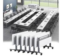 Junpllvic Mesa Plegable para Sala de conferencias, Mesa de capacitación móvil abatible con Ruedas para oficinas, Salas de conferencias y capacitación (Paquete de 30, 63 x 23,6 x 29,5 Pulgadas)