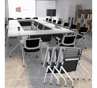 Junpllvic Mesa Plegable para Sala de conferencias/Podcast, Moderna Mesa Plegable de 120 cm para seminarios y capacitación, Ideal para oficinas, aulas y Salas de Juntas.