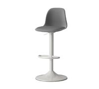 Junpllvic Modern Kitchen Adjustable Height Counter Chairs 360° Swivel Bar Stools with High Back for Kitchen Island Stools Pub Café Room White Base(Gray,62~82cm)