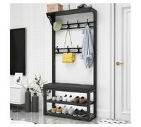 Junpllvic Perchero de pie con Banco de Zapatos de Esponja, Banco de Almacenamiento para Entrada de Pasillo, Taburete para Cambiar Zapatos, Estante para Ropa 3 en 1, para Dormitorio, hogar y Oficina.