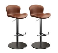 Junpllvic Sillas de Barra de Desayuno de Cuero de PU, Silla de mostrador giratoria Moderna de 360 ° con Base Negra, for el hogar, Bar, Pub, cafetería, Comedor, Restaurante(Brown,2 PCS)