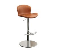 Junpllvic Sillas de Barra de Desayuno de Cuero de PU, Silla de mostrador giratoria Moderna de 360 ° con Base Plateada, for el hogar, Bar, Pub, cafetería, Comedor, Restaurante(Orange,1 PCS)