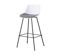 Junpllvic Tabouret de Bar Avec assise en polypropylène, dossier et Repose-Pieds, Pieds en métal Noir, idéal pour îlot de Cuisine, Bar, Pub, bistrot ou Restaurant.