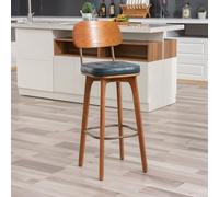 Junpllvic Tabouret de Bar Haut, Chaise de Bar rembourrée en Cuir PU Avec dossier Haut pour la Cuisine, le comptoir, le Bistro, le Pub ou l'îlot Central, supporte jusqu'à 200 kg, Pieds en Bois Marron