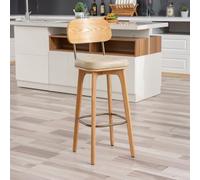 Junpllvic Tabouret de Bar Haut, Chaise de Bar rembourrée en Cuir PU Avec dossier Haut pour la Cuisine, le comptoir, le Bistro, le Pub ou l'îlot Central. Supporte jusqu'à 200 kg. Pieds en Bois.