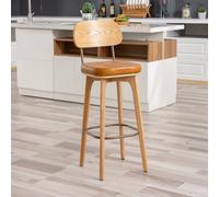 Junpllvic Tabouret de Bar Haut, Chaise de Bar rembourrée en Cuir PU Avec dossier Haut pour la Cuisine, le comptoir, le Bistro, le Pub ou l'îlot Central. Supporte jusqu'à 200 kg. Pieds en Bois.