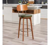 Junpllvic Tabouret de Bar Haut, Chaise de Bar rembourrée en Cuir PU Avec dossier Haut pour la Cuisine, le comptoir, le Bistro, le Pub ou l'îlot Central, supporte jusqu'à 200 kg, Pieds en Bois Marron