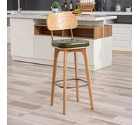 Junpllvic Tabouret de Bar Haut, Chaise de Bar rembourrée en Cuir PU Avec dossier Haut pour la Cuisine, le comptoir, le Bistro, le Pub ou l'îlot Central. Supporte jusqu'à 200 kg. Pieds en Bois.