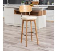 Junpllvic Tabouret de Bar Haut, Chaise de Bar rembourrée en Cuir PU Avec dossier Haut pour la Cuisine, le comptoir, le Bistro, le Pub ou l'îlot Central. Supporte jusqu'à 200 kg. Pieds en Bois.