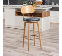 Junpllvic Tabouret de Bar Haut, Chaise de Bar rembourrée en Cuir PU Avec dossier Haut pour la Cuisine, le comptoir, le Bistro, le Pub ou l'îlot Central. Supporte jusqu'à 200 kg. Pieds en Bois.