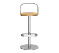 Junpllvic Tabouret de Bar Moderne, assise Ronde en Bois, Pieds en métal argenté, idéal pour Salle à Manger, Cuisine, îlot Central, Pub, Bistro, Restaurant