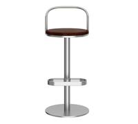 Junpllvic Tabouret de Bar Moderne, assise Ronde en Bois, Pieds en métal argenté, idéal pour Salle à Manger, Cuisine, îlot Central, Pub, Bistro, Restaurant