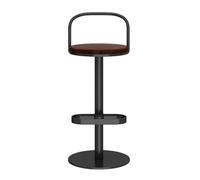Junpllvic Tabouret de Bar Moderne, assise Ronde en Bois, Pieds en métal Noir, idéal pour Salle à Manger, Cuisine, îlot Central, Pub, Bistro, Restaurant