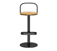 Junpllvic Tabouret de Bar Moderne, assise Ronde en Bois, Pieds en métal Noir, idéal pour Salle à Manger, Cuisine, îlot Central, Pub, Bistro, Restaurant