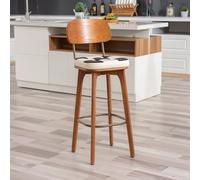 Junpllvic Tabouret de Bar rembourré en Similicuir Bicolore pour la Cuisine, le comptoir, le Bistro, le Pub ou l'îlot Central. Supporte jusqu'à 200 kg. Pieds en Bois.