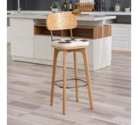 Junpllvic Tabouret de Bar rembourré en Similicuir Bicolore pour la Cuisine, le comptoir, le Bistro, le Pub ou l'îlot Central. Supporte jusqu'à 200 kg. Pieds en Bois.