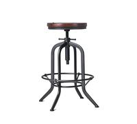 Junpllvic Tabourets de Bar à Hauteur réglable, chaises de comptoir de Cuisine, assise en Bois, Pieds en métal Noir, pour Bar, Bistro, Pub, Salle à Manger, 63 à 78 cm