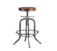 Junpllvic Tabourets de Bar à Hauteur réglable, chaises de comptoir de Cuisine, assise en Bois, Pieds en métal Noir, pour Bar, Bistro, Pub, Salle à Manger, 63 à 78 cm