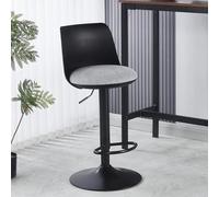 Junpllvic Tabourets de Bar/chaises de comptoir en polypropylène Avec dossier et Repose-Pieds, assise rembourrée en Lin, pour Cuisine, îlot de Bar ou Maison. Hauteur réglable de 65 à 84 cm.