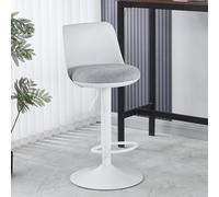 Junpllvic Tabourets de Bar/chaises de comptoir en polypropylène Avec dossier et Repose-Pieds, assise rembourrée en Lin, pour Cuisine, îlot de Bar ou Maison. Hauteur réglable de 65 à 84 cm.