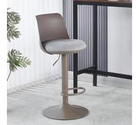 Junpllvic Tabourets de Bar/chaises de comptoir en polypropylène Avec dossier et Repose-Pieds, assise rembourrée en Lin, pour Cuisine, îlot de Bar ou Maison. Hauteur réglable de 65 à 84 cm.