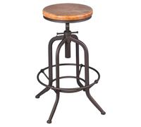 Junpllvic Tabourets de Bar industriels à Hauteur réglable, chaises de comptoir de Cuisine, assise en Bois, Pieds en métal, pour Bar, Bistro, Pub, Salle à Manger, 63 à 78 cm