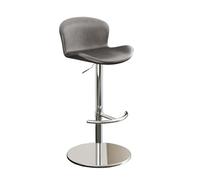 Junpllvic Taburetes de Bar Modernos giratorios de Altura Ajustable, taburetes de mostrador con Respaldo de Piel sintética y cojín Suave for la Cocina del hogar, Restaurante, Pub(Gray,1 PCS)