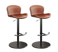 Junpllvic Taburetes giratorios Modernos con Respaldo de Piel sintética y cojín Suave, Base de Metal Negro for el hogar, Cocina, Restaurante, Pub, Carga 440 Libras(Brown,2 PCS)
