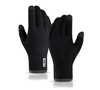 JUNRUI Guantes Invierno Térmicos de Lana para Hombre y Mujer - Táctiles para Trabajar, Correr, Ciclismo, Conducir (Negro)