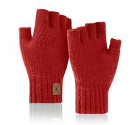 JUNRUI Guantes sin Dedos, Invierno Guantes Tejidos Cálidos Trabajar Correr Ciclismo Conducir para Hombre y Mujer (Rojo)