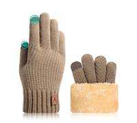 JUNRUI Guantes Térmicos Invierno con Pantalla Táctil Mejorada Forro Polar Cálido para Clima Frío para Hombre Mujer (marrón)