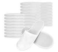 Junrvivy 20 pares de zapatillas de hotel, pantuflas para invitados, zapatillas de rizo desechables, cómodas, antideslizantes, suela de 5 mm, para habitaciones de invitados (blanco)