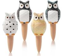 Junrvivy 4 unidades de riego de conos de arcilla, regar plantas de interior, bolas de riego de búhos, sistema de riego para plantas de interior y cajas de balcón